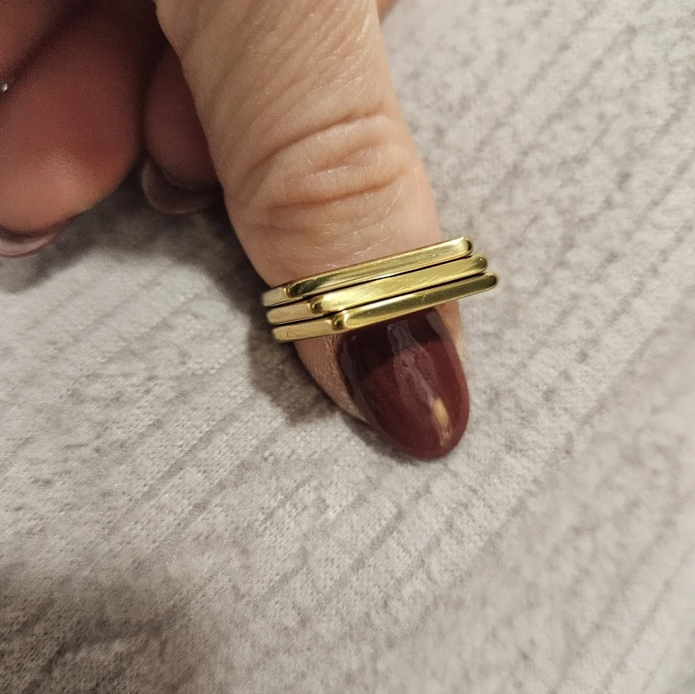 NEW Triple Connected Gold Stacked Rings - Multiple Sizes Available